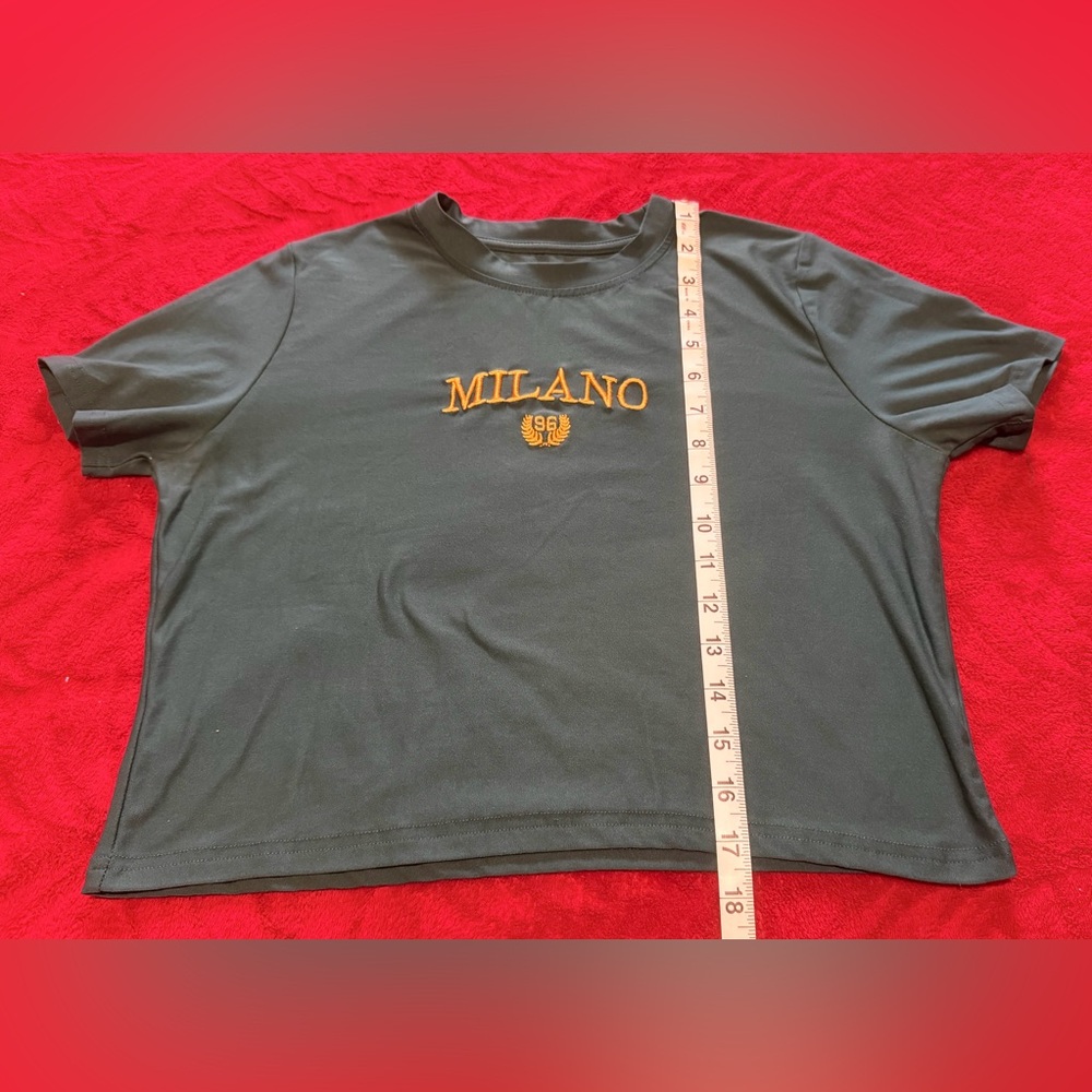 CLOSET CLEAR OUT XL Milano Crop T-Shirt Measurements in Pics Great Condition 😍🔥 - Picture 3 of 8